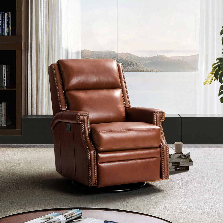 Manning 29.6'' Wide Genuine Leather Manual Recliner